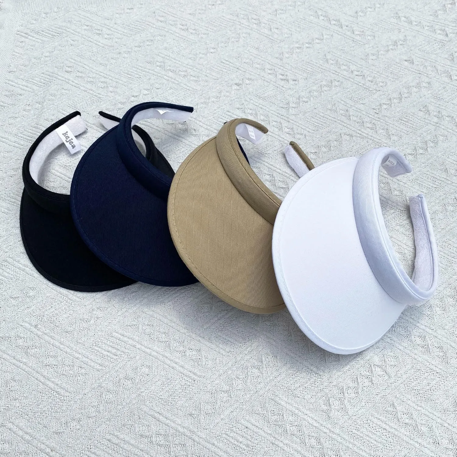 4 Pack Sun Visor Hats Women Men Clip on Cotton Wide Brim Visors Hat Outdoor Sports Golf Beach Travel Tennis Caps