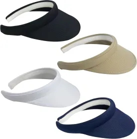 4 Pack Sun Visor Hats Women Men Clip on Cotton Wide Brim Visors Hat Outdoor Sports Golf Beach Travel Tennis Caps