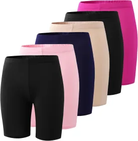 6-Pack Girls' Compression Spandex Shorts for 4-12-Year-Olds | Athletic Wear for Gym, Dance, Yoga, Volleyball & Bike Riding