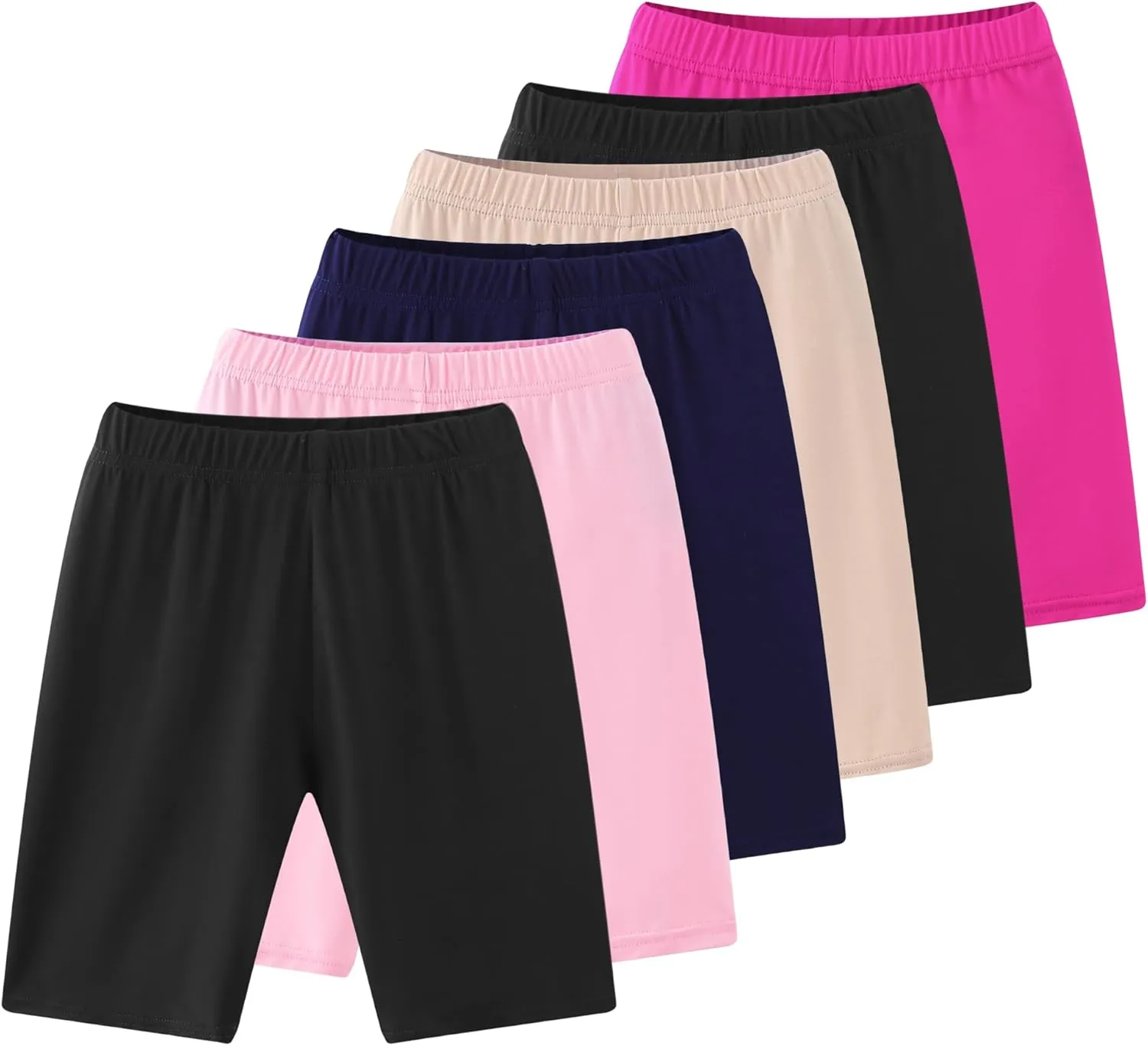 6-Pack Girls' Compression Spandex Shorts for 4-12-Year-Olds | Athletic Wear for Gym, Dance, Yoga, Volleyball & Bike Riding