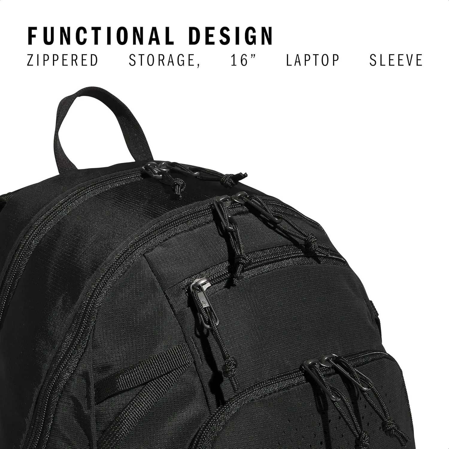 adidas Defender 5 Team Sports Backpack (33L) Durable Large Athletic Gym Laptop Travel Bag, Black/Black, One Size