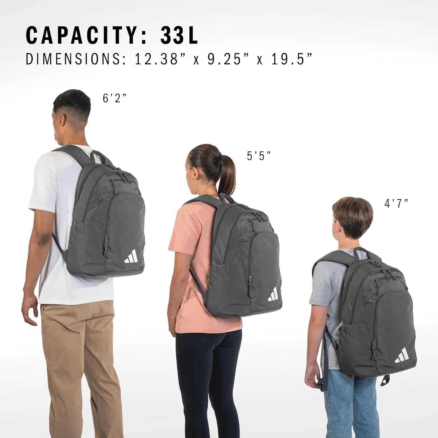 adidas Defender 5 Team Sports Backpack (33L) Durable Large Athletic Gym Laptop Travel Bag, Black/Black, One Size