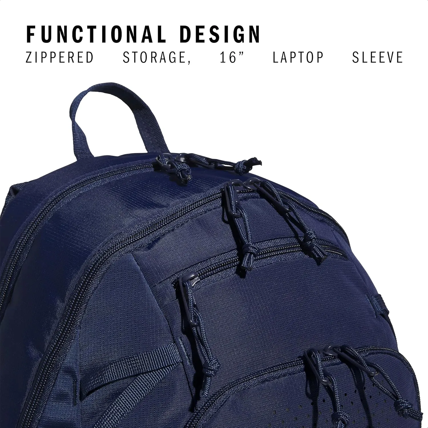 adidas Defender 5 Team Sports Backpack (33L) Durable Large Athletic Gym Laptop Travel Bag, Navy Blue, One Size