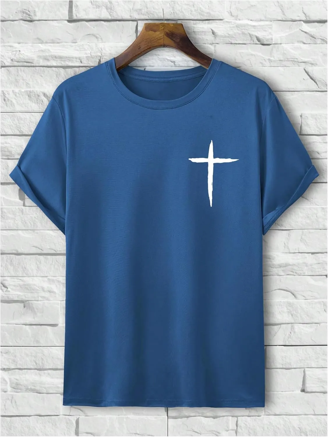 Floerns Men's Cross Print Short Sleeve T Shirt Crewneck Tee Shirts