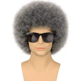 G&T Wig Grey Afro Wigs for Men Women Glueless Wear and Go Wig Curly afro 70s Disco Wig Fancy Funny Cosplay Christmas Party and Halloween Wigs. (Grey)