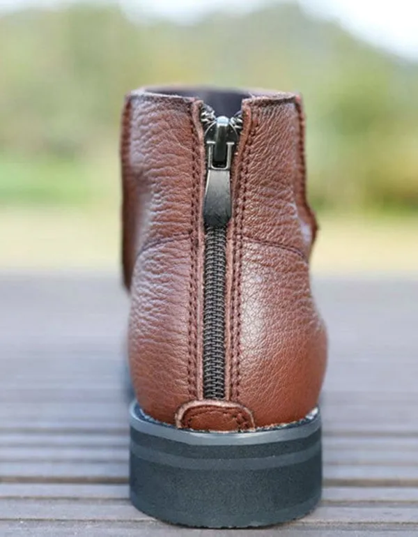 Handmade Soft-soled Retro Leather Short Boots