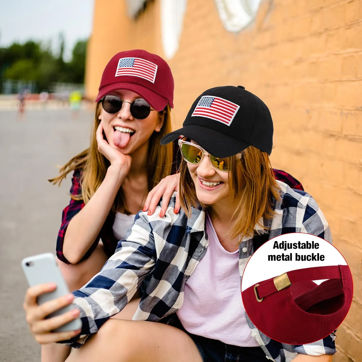 Tarpop 6 Pcs American Flag Baseball Cap Tactical USA Flag Hats Adjustable Washed Us Flag Cap for Men Women